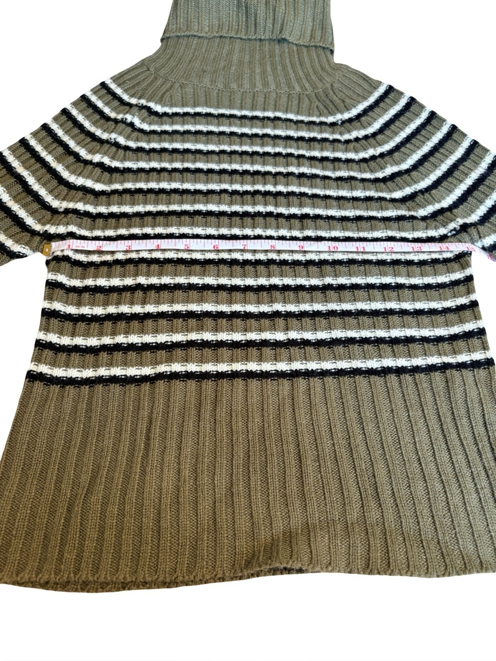 Bluenotes Ribbed Striped Turtleneck Sweater XL Earthy Neutral Fitted‎ Knit Cozy - Picture 7 of 9